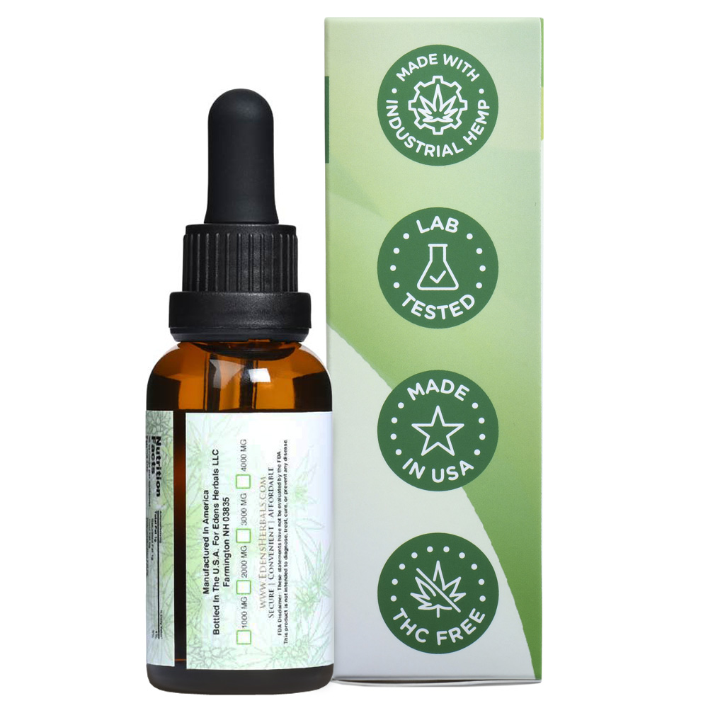 CBD Oil Tincture by Edens Herbals. All-Natural Unflavored ...