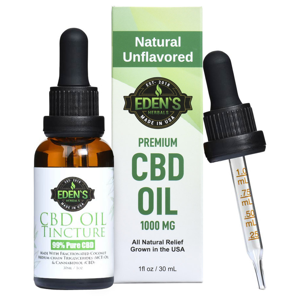 CBD Oil Tincture by Edens Herbals. All-Natural Unflavored Hemp Extract.