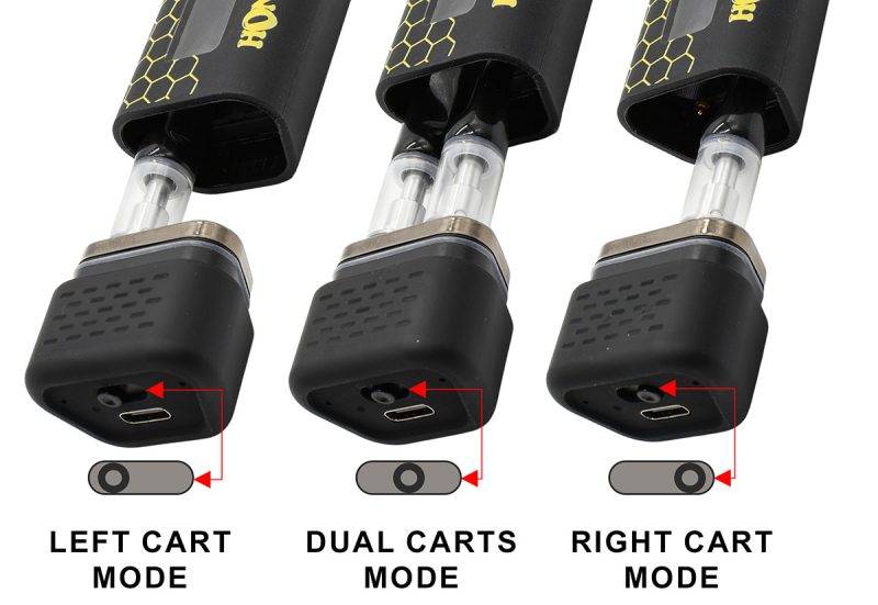 Cartridge selector for vaping mode-single or dual