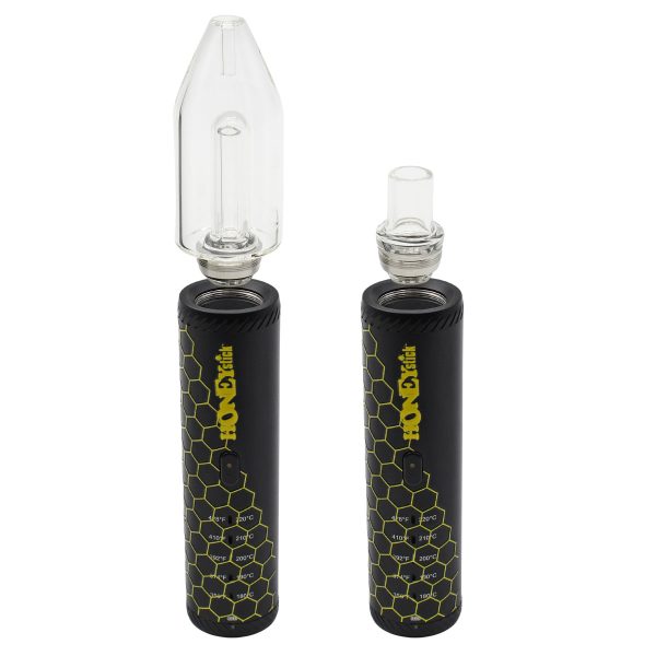 HRB weed vaporizer with two glass mouthpiece options