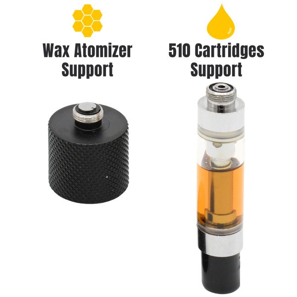 Included 510 Thread Wax Atomizer and Supported 510 Cart (Not Included)